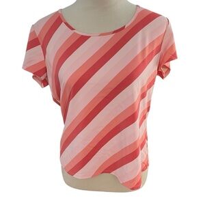 Apostrophe Stretch Striped Pink Peach Women's Top XL fits like Large